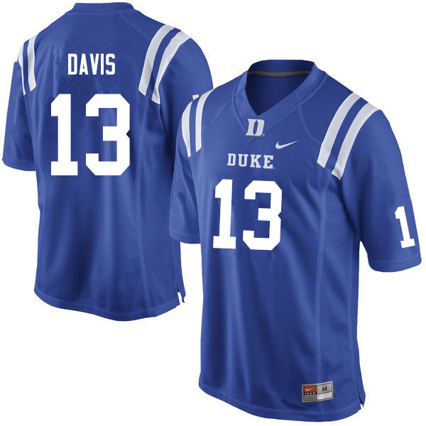 Duke Blue Devils #13 Tony Davis College Football Jerseys Sale-Blue
